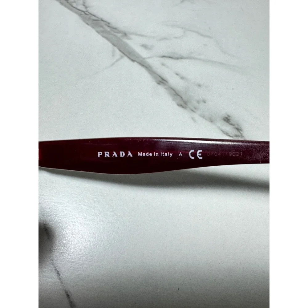 Prada VPR 16U Burgundy Gold Rectangular Eyeglasses Italy 53-16-140 Authentic